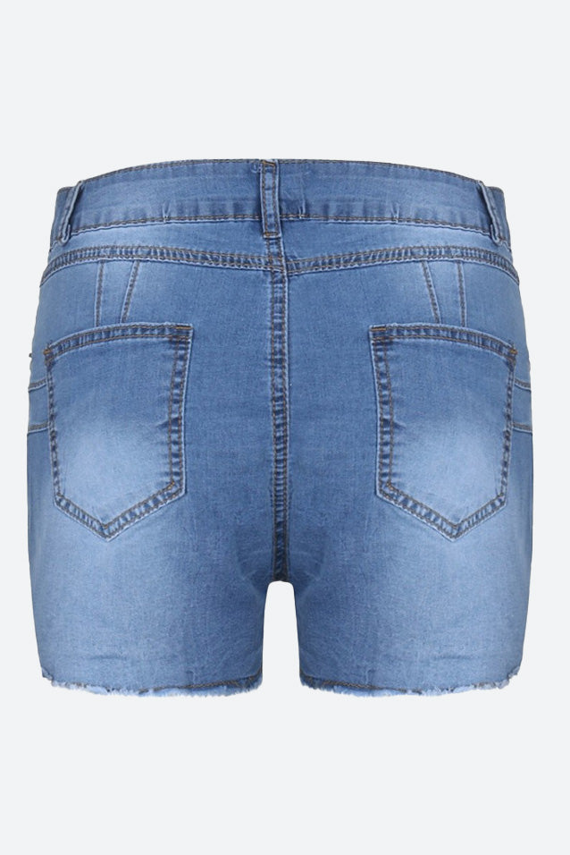 Stretch Skinny Ripped Denim Shorts Lavish Daily