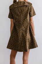 Casual Leopard Print Slimming Denim Dress LavishDaily