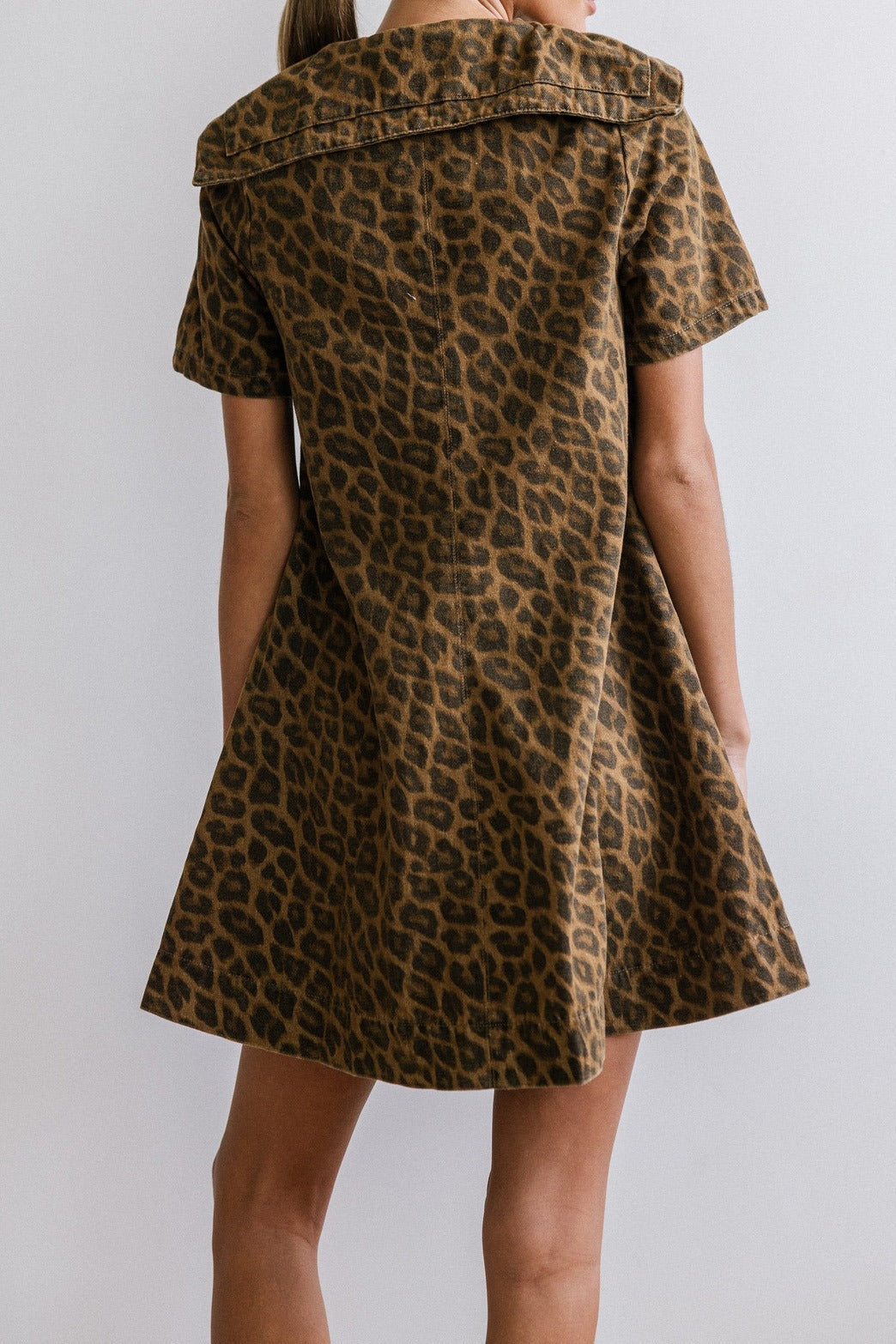 Casual Leopard Print Slimming Denim Dress LavishDaily