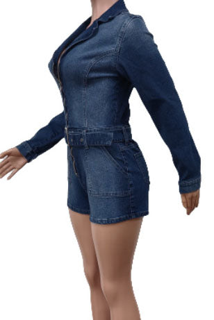 Denim Stretch Romper Lavish Daily