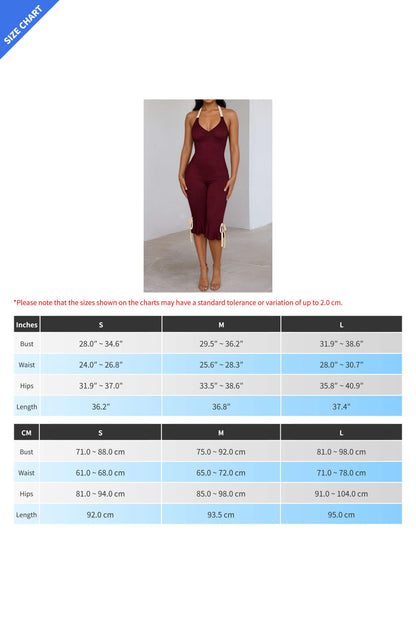 Contrast Halter Ruffle Hem Jumpsuit LavishDaily