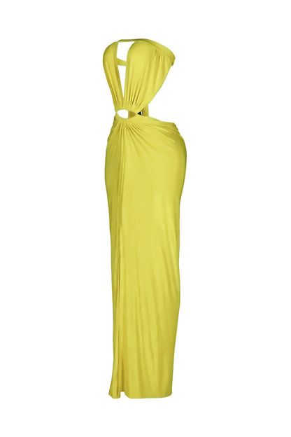 Cutout Ruched High Slit Maxi Dress Lavish Daily