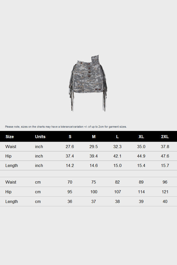Camouflage Tassel Skirt Lavish Daily