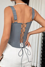 Striped Colorblock Bustier Tank Top Lavish Daily