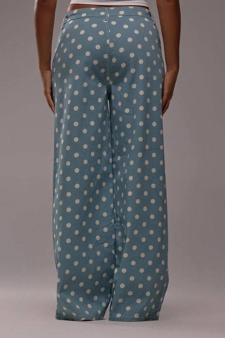 Polka Dot Non-Stretch Denim Jeans LavishDaily