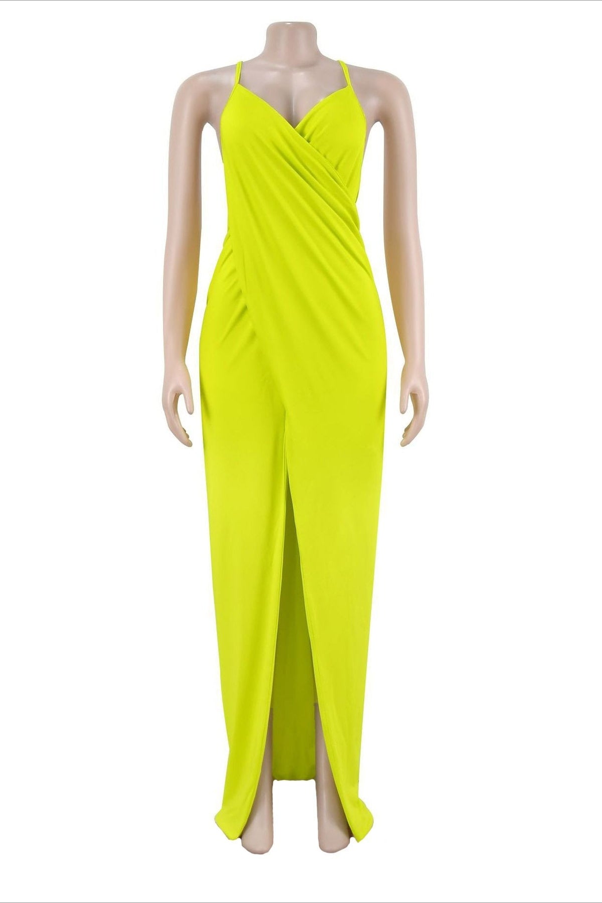 Draped V-Neck Cutout Slit Maxi Dress Lavish Daily