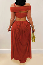 Off-Shoulder Cutout Maxi Dress Lavish Daily