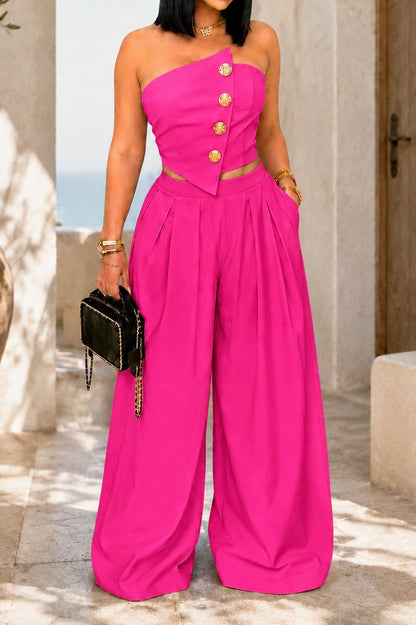 Asymmetrical Bandeau Pant Set Lavish Daily
