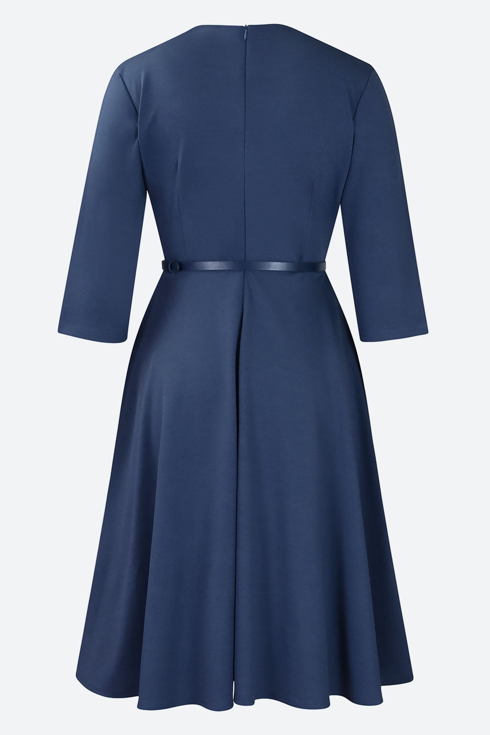 Three-Quarter Sleeve Ruched Waist Dress Lavish Daily