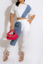 Patchwork Detail Top And Trousers Set Lavish Daily