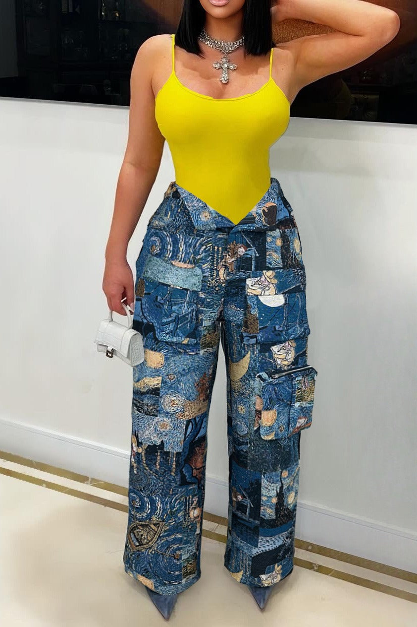 Vintage Casual Jacquard Cargo Pants Lavish Daily