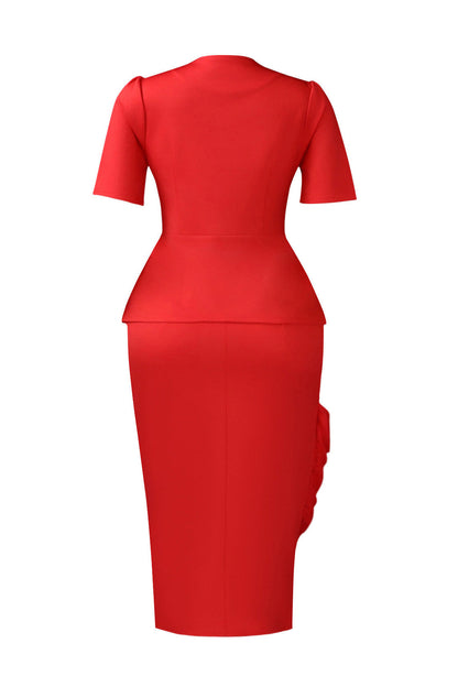 Asymmetrical Button Peplum Skirt Set Lavish Daily
