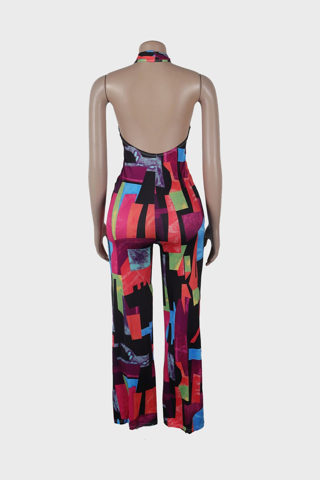 Printed Halter Hollow Out Jumpsuit Lavish Daily