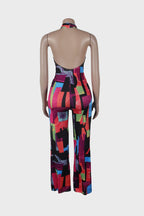 Printed Halter Hollow Out Jumpsuit Lavish Daily
