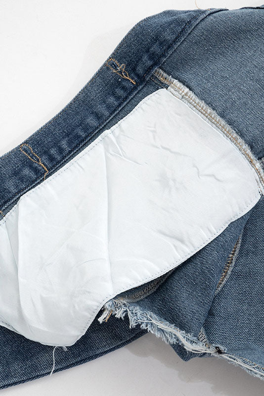 Denim Polo Collar Short Top Coat Lavish Daily