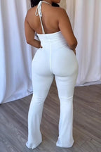 Elegant Ring Cutout Halter Tie Jumpsuit Lavish Daily