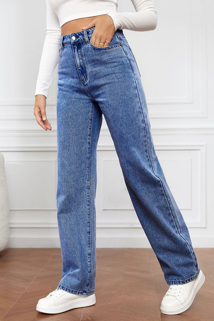 High-Waisted Straight Leg Jeans Lavish Daily