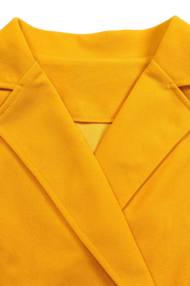 Solid Color Button Lapel Tight Dress Lavish Daily