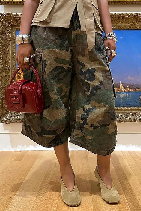 Baggy Cropped Utility Cargo Pants Lavish Daily