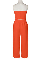 Wide-Leg Pant Suit with Wrap Detail Top Lavish Daily