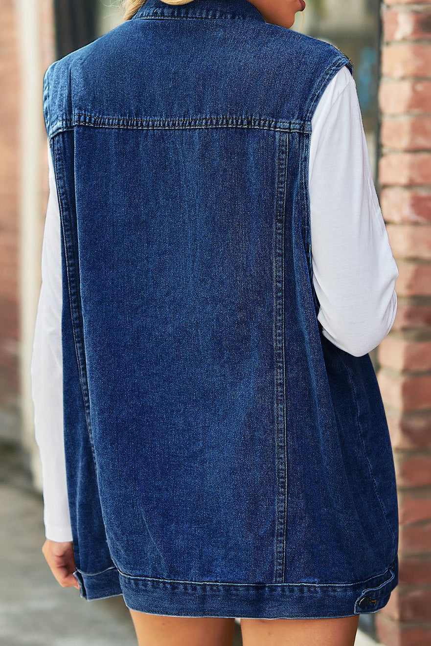 Vintage Distressed Denim Vest Jacket Lavish Daily