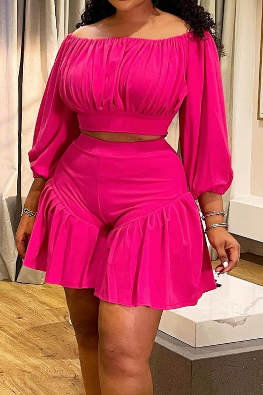 2-Piece Off-Shoulder Ruffle Shorts Set Lavish Daily