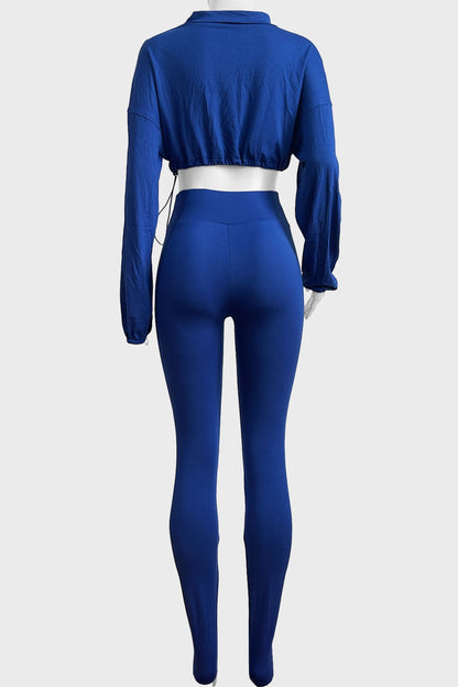 Zip-Up Crop Top Leggings Set Lavish Daily