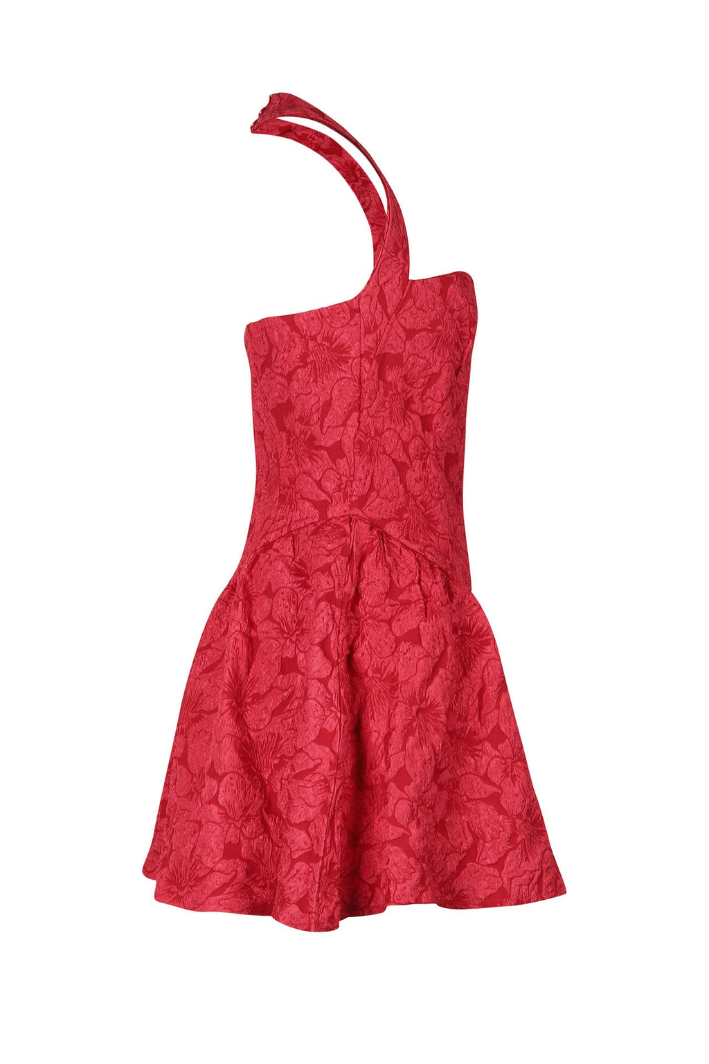 Halter Jacquard Floral Embroidery Ruffle Dress Lavish Daily