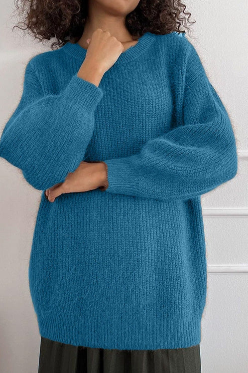 Oversized Striped Knitted Crew Neck Jumper Lavish Daily