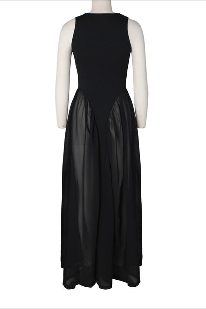 Spliced Chiffon Pleated Maxi Dress Lavish Daily