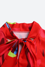 Tie Bow Colorblock Blouse Lavish Daily