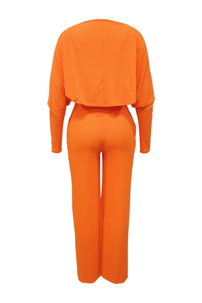 2-Piece Ribbed Knit Tank Jumpsuit & Cropped Top Set Lavish Daily