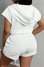 Solid Color Short Zip Hoodie & Shorts Set Lavish Daily
