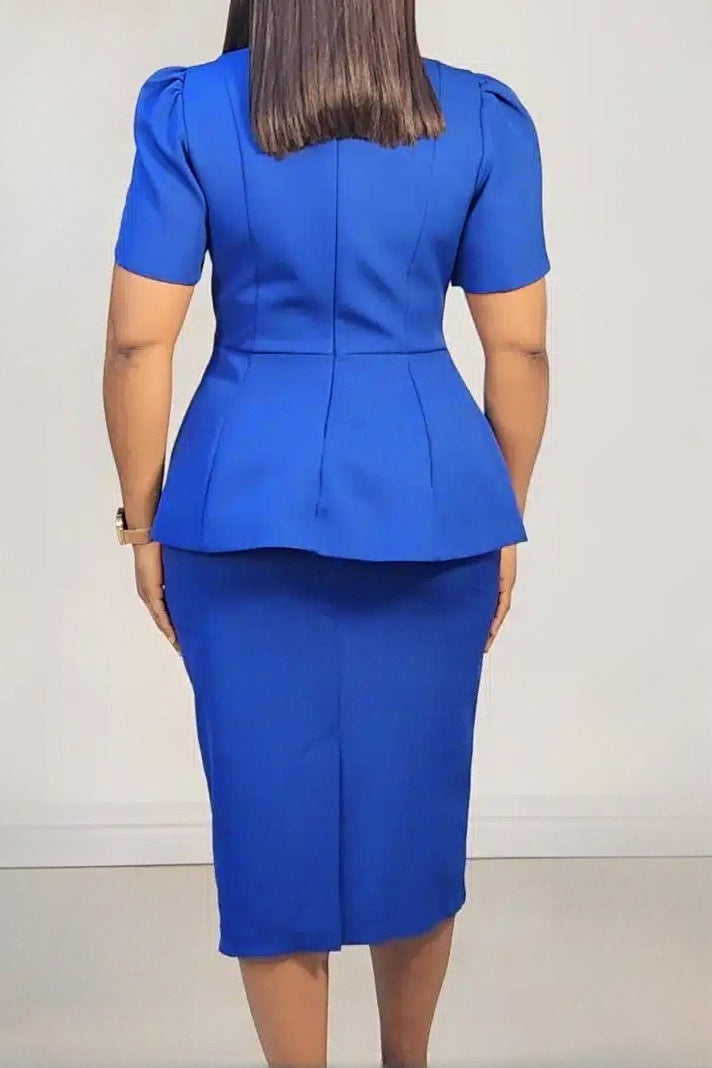 Double-Breasted Peplum Blazer Set Lavish Daily