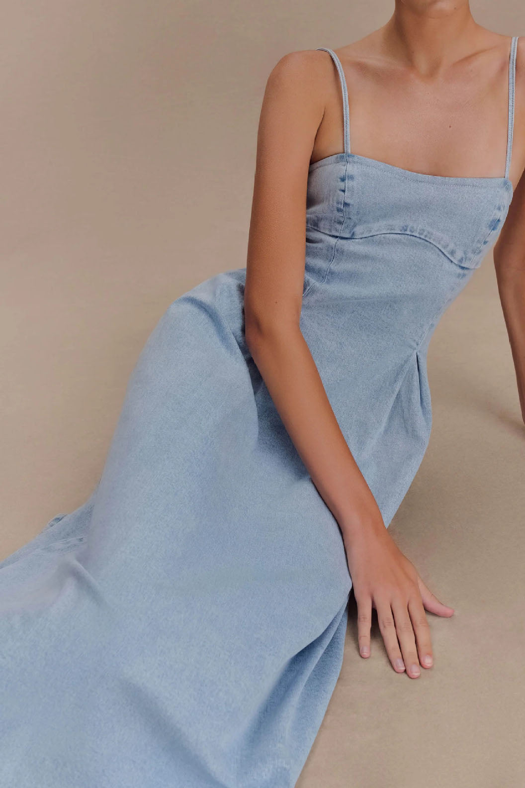 A Line Denim Midi Dress Lavish Daily