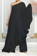 One Shoulder Ruffle Jumpsuits Lavish Daily