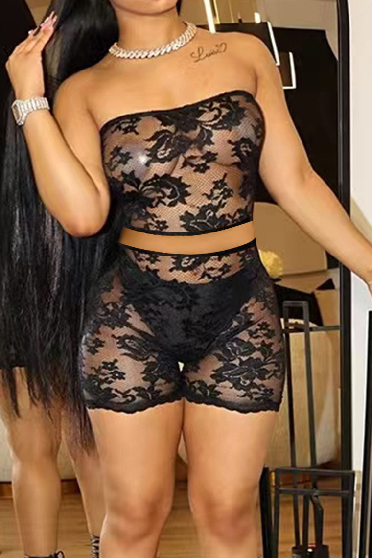 Semi-Sheer Lace Bralette and Shorts Set Lavish Daily