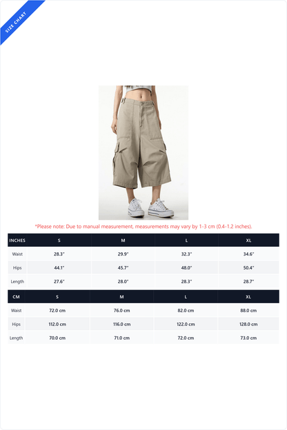 Baggy Cargo Capri Jeans with Utility Pockets Lavish Daily