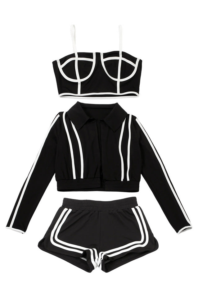 Sporty Contrast Trim 3-Piece Set Lavish Daily