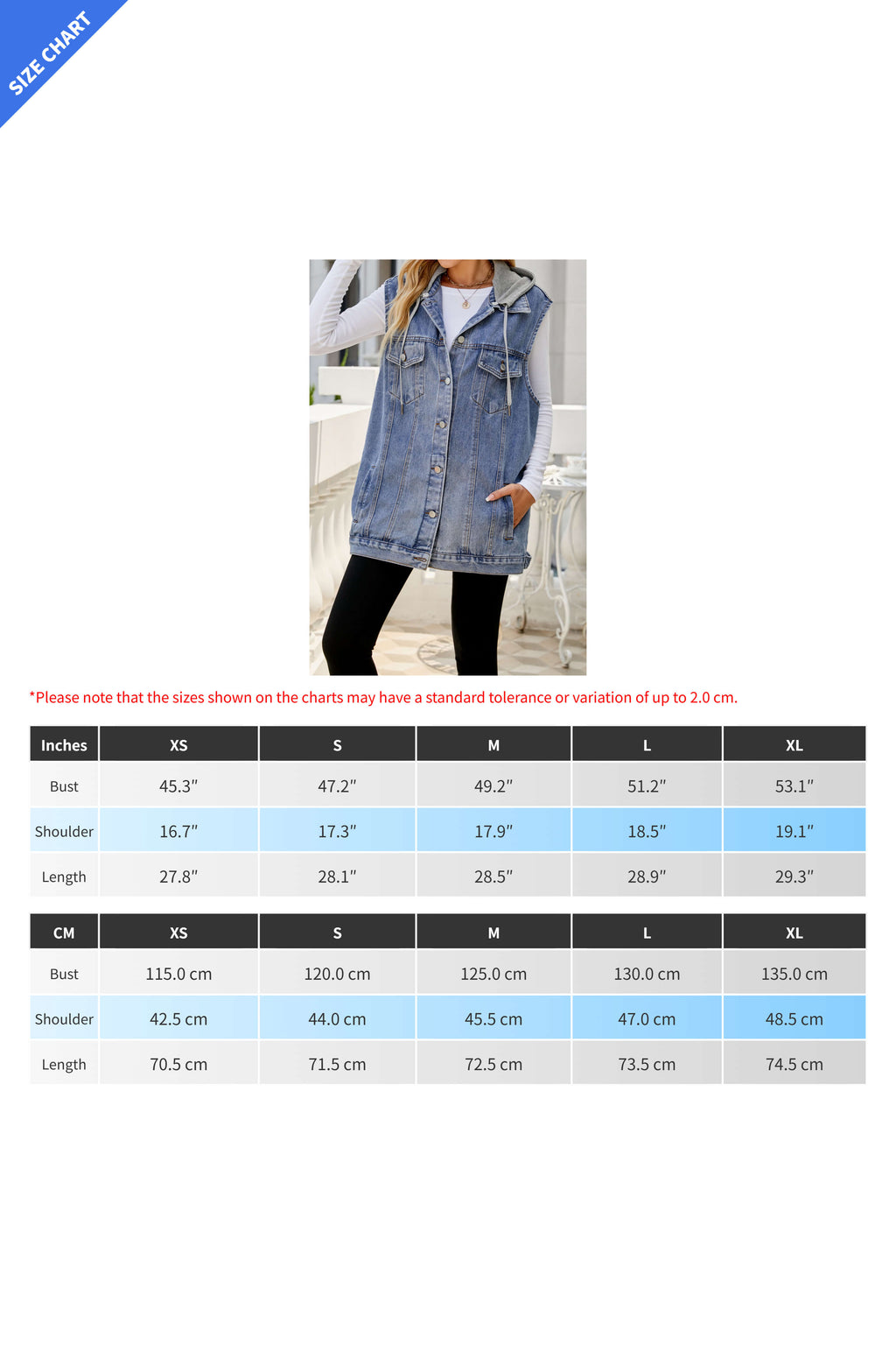 Vintage Denim Vest with Detachable Hood Lavish Daily