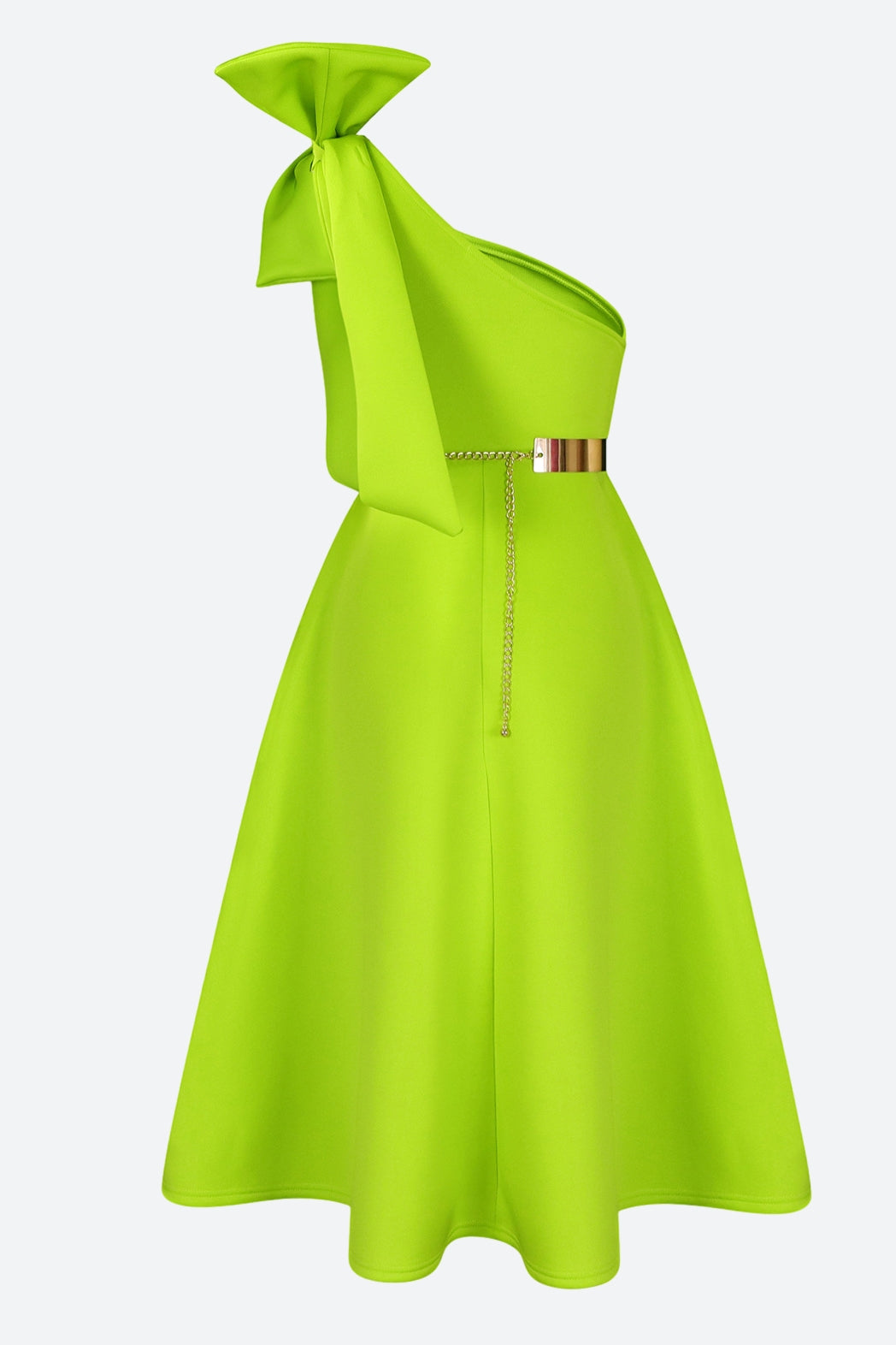 Single Shoulder Bow Detail Flare Midi Dress Lavish Daily