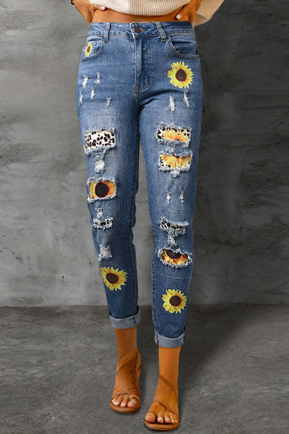 Slim Fit Printed Denim Trousers Lavish Daily