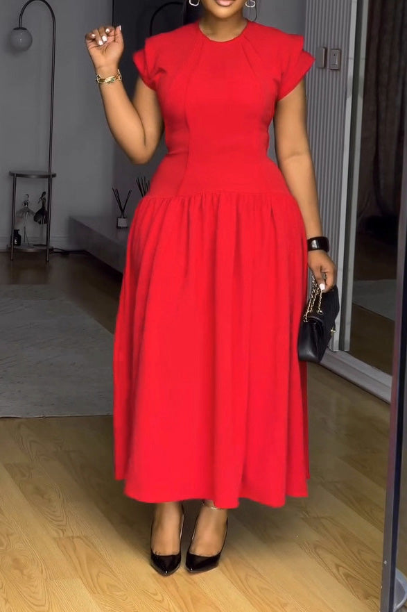 Ruffled Flutter Sleeve Ruched Dress Lavish Daily