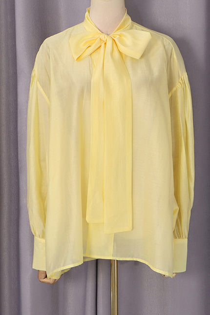 Satin Scarf-Neck Blouse Lavish Daily