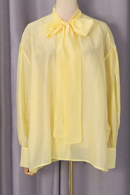 Satin Scarf-Neck Blouse Lavish Daily