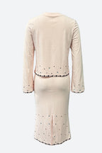 Elegant V-Neck Beaded Bodycon Dress Set Lavish Daily