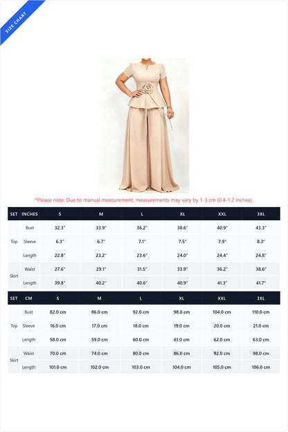 3D Floral Peplum & Wide Leg Matching Set Lavish Daily