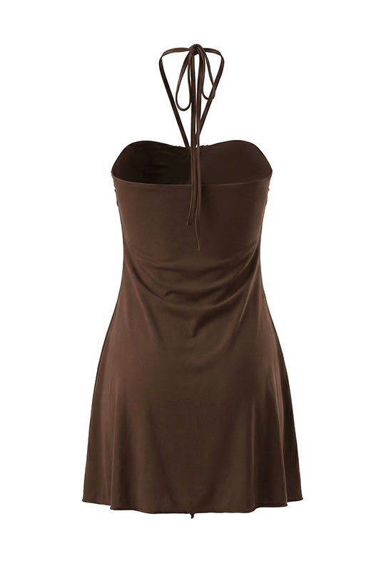 Draped Halter Hardware Mini Dress Lavish Daily