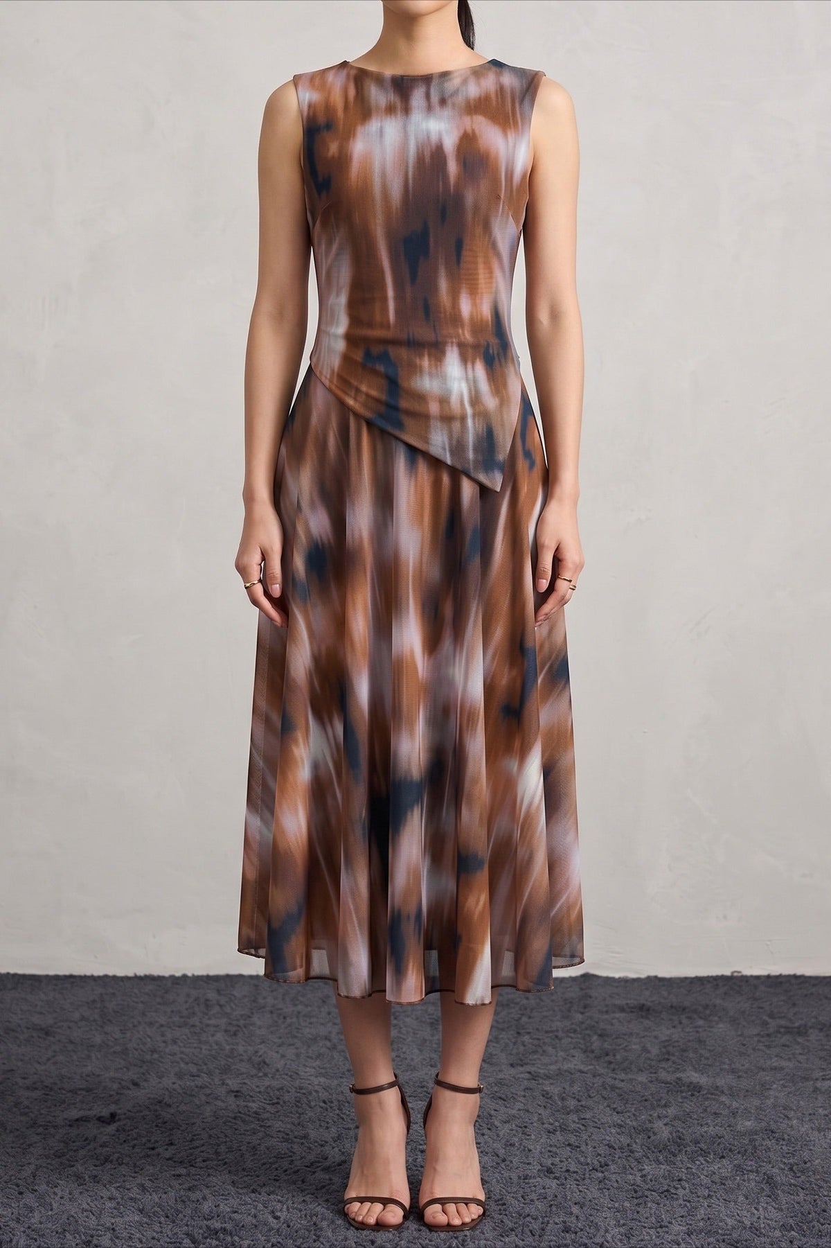 Abstract Print Asymmetric Top & Skirt Set Lavish Daily