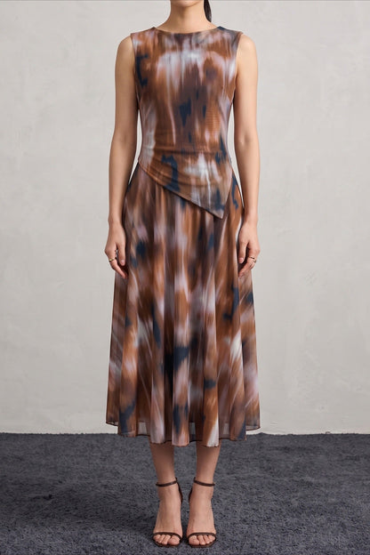 Abstract Print Asymmetric Top & Skirt Set Lavish Daily